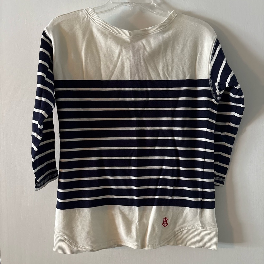 Tommy Hilfiger Navy and White Striped Long Sleeve Tee